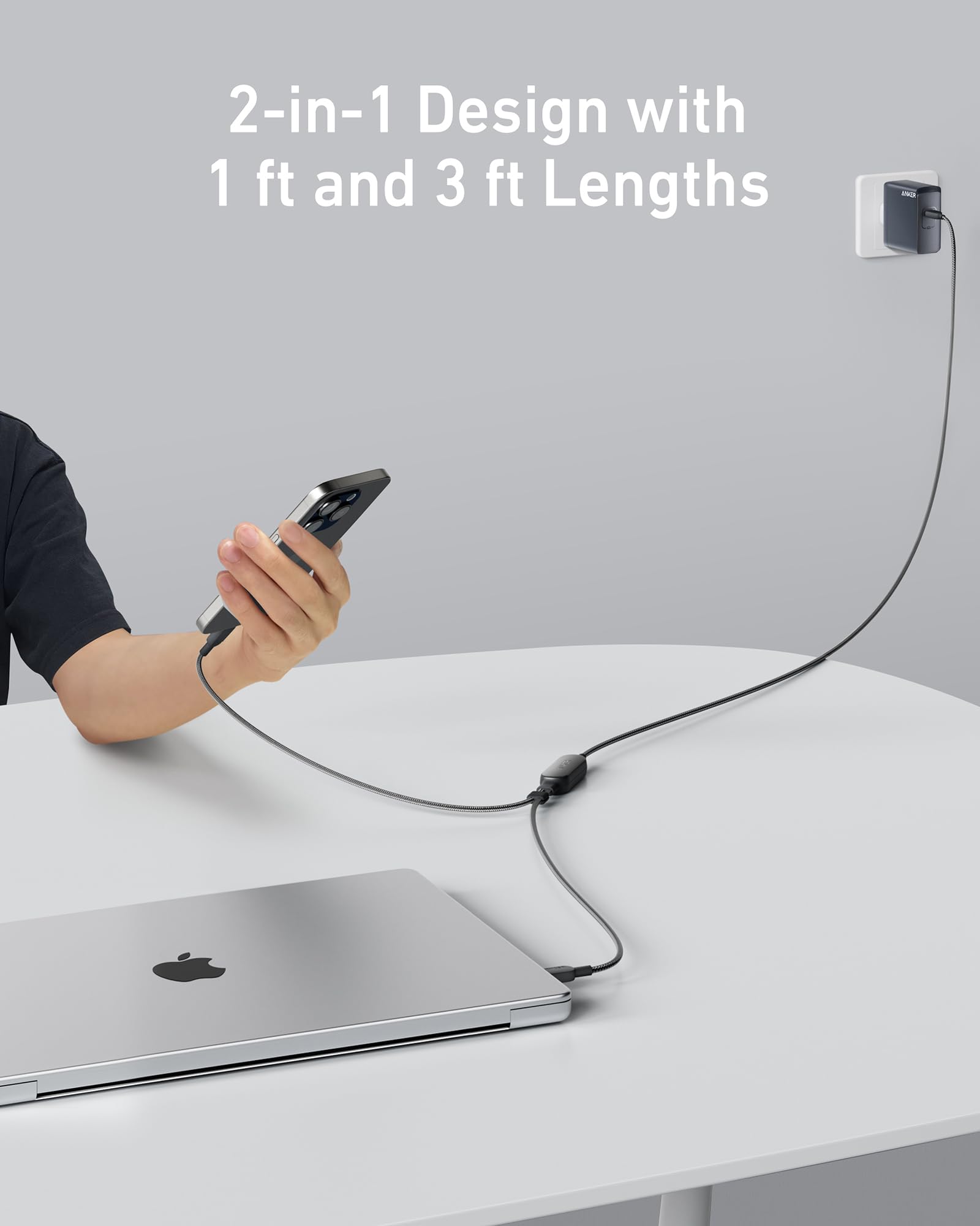 Anker 2-in-1 USB-C to USB-C Cable 1.2M/4ft 140W | Black