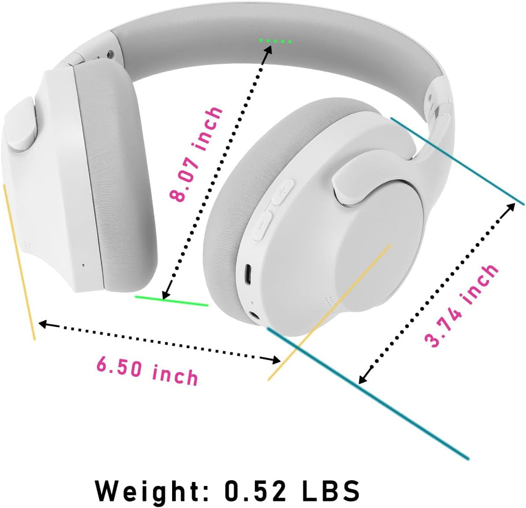 Xmenha Wireless Active Noise Cancelling HeadPhones | White