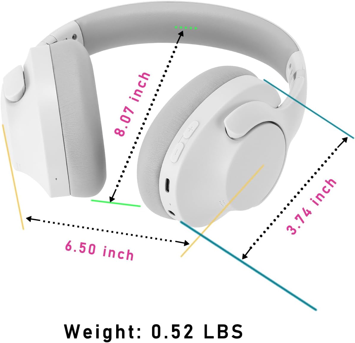 Xmenha Wireless Active Noise Cancelling HeadPhones | White
