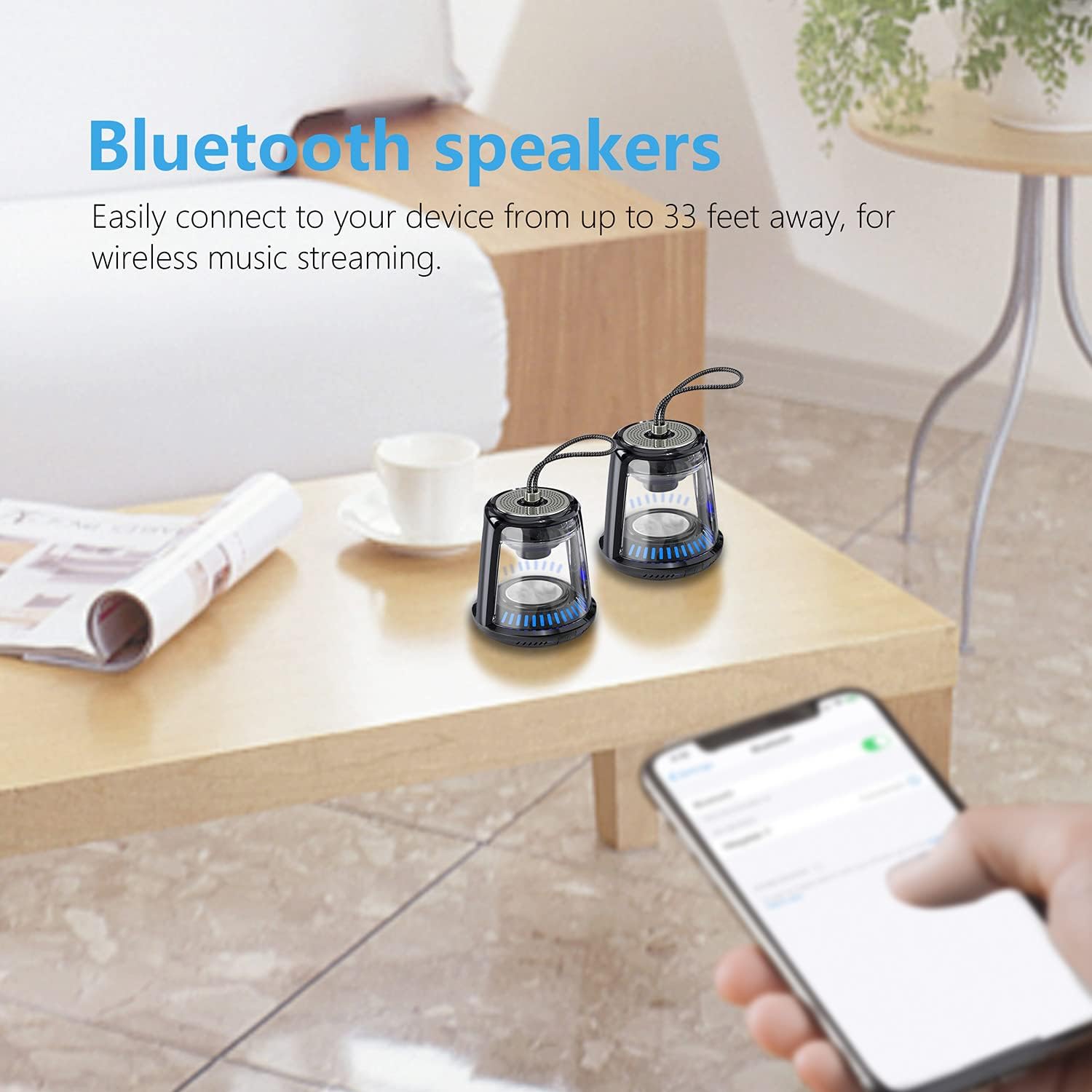LZEL Aquilasonus Lamp Compact Waterproof Bluetooth Speaker With Dynamic RGB Lights | Black