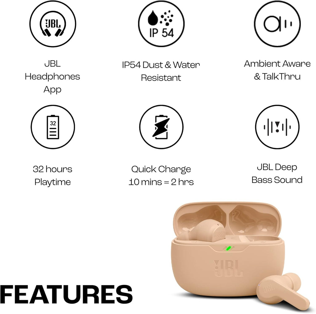 JBL Wave Beam Wireless Earbuds | Beige