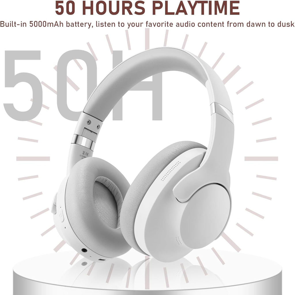 Xmenha Wireless Active Noise Cancelling HeadPhones | White