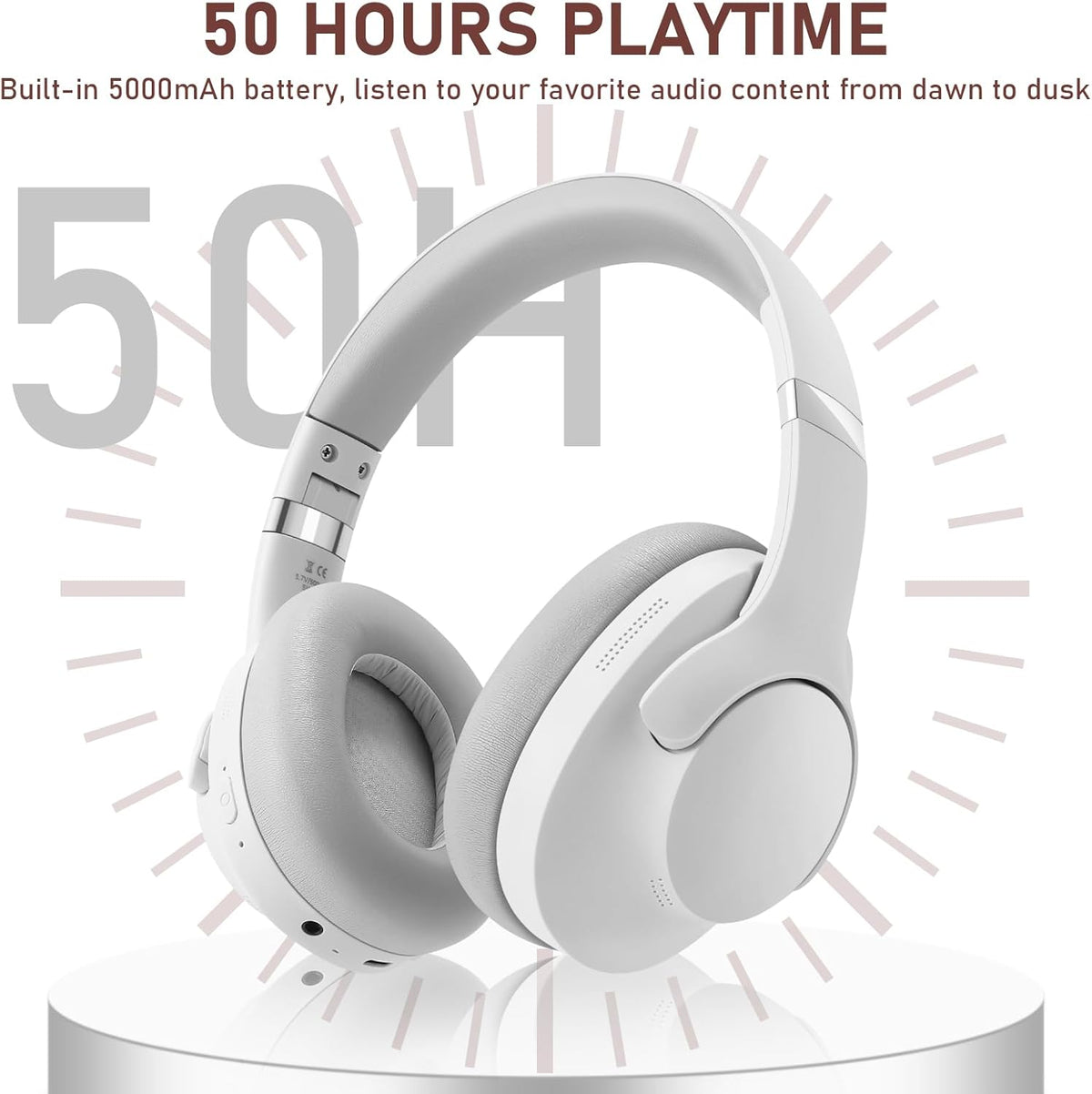 Xmenha Wireless Active Noise Cancelling HeadPhones | White