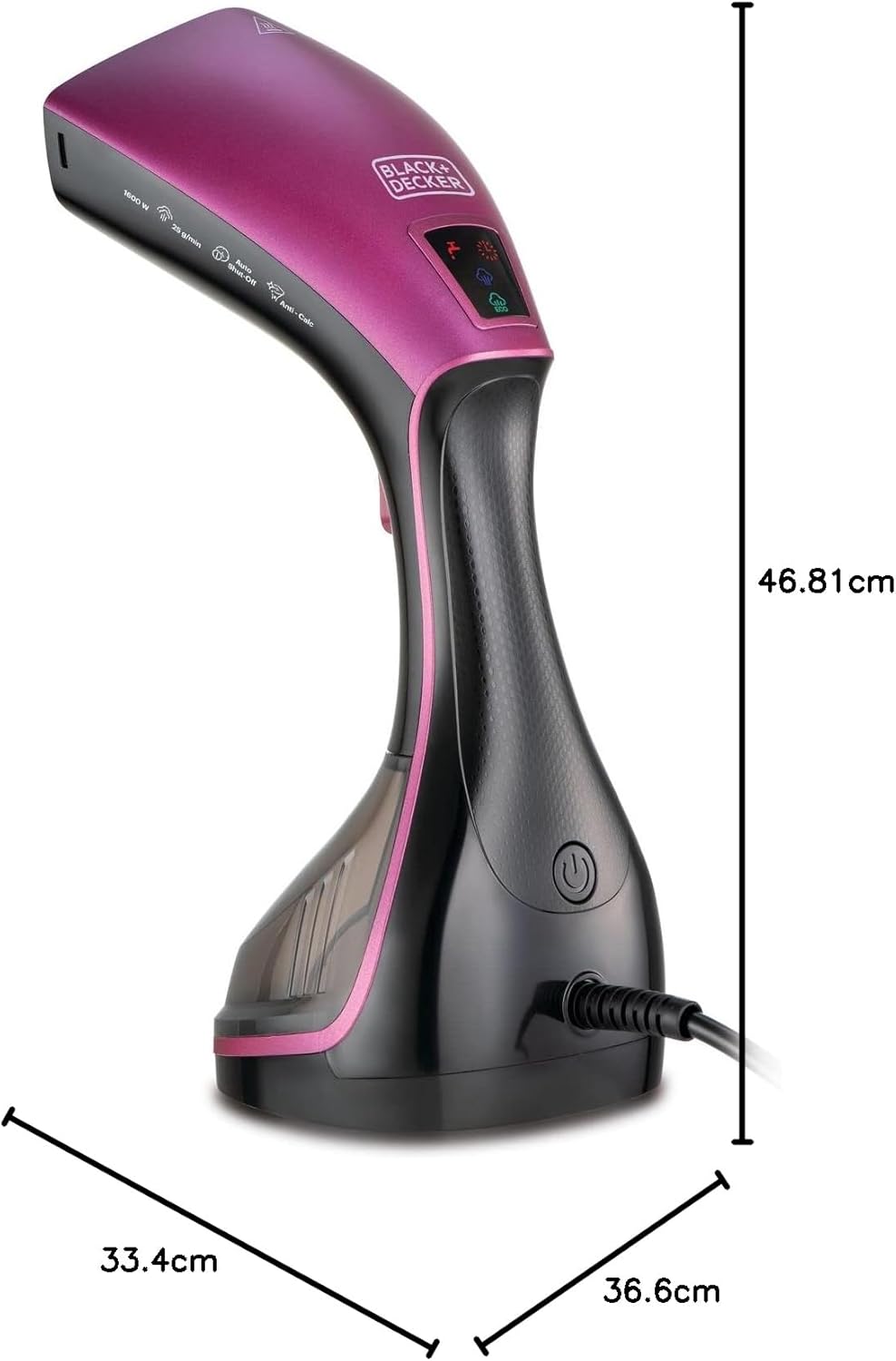 Black & Decker Portable Digital Handheld Garment Steamer 1600W | Black