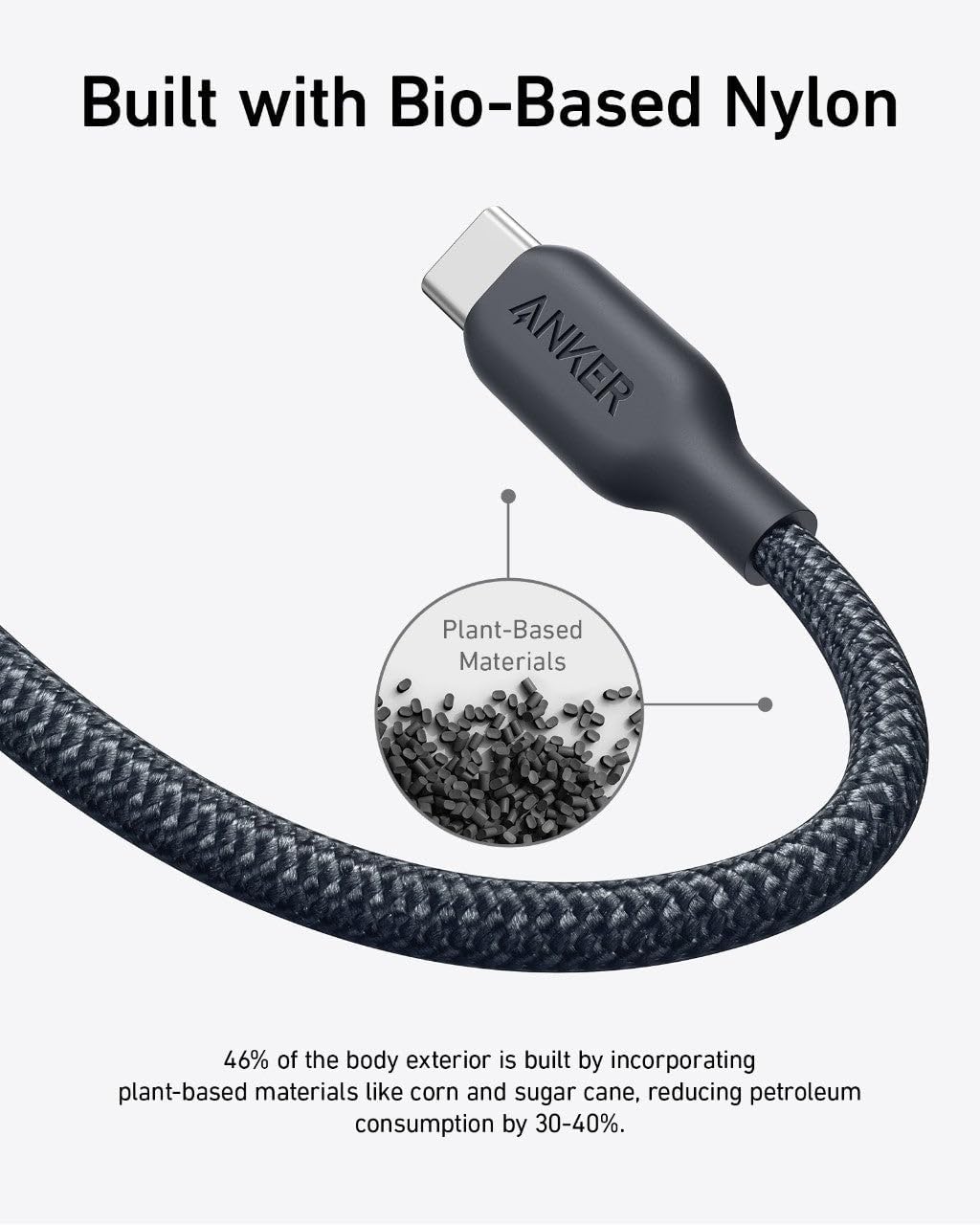 Anker 544 USB-C to USB-C Cable (Bio Based 3ft) | Black