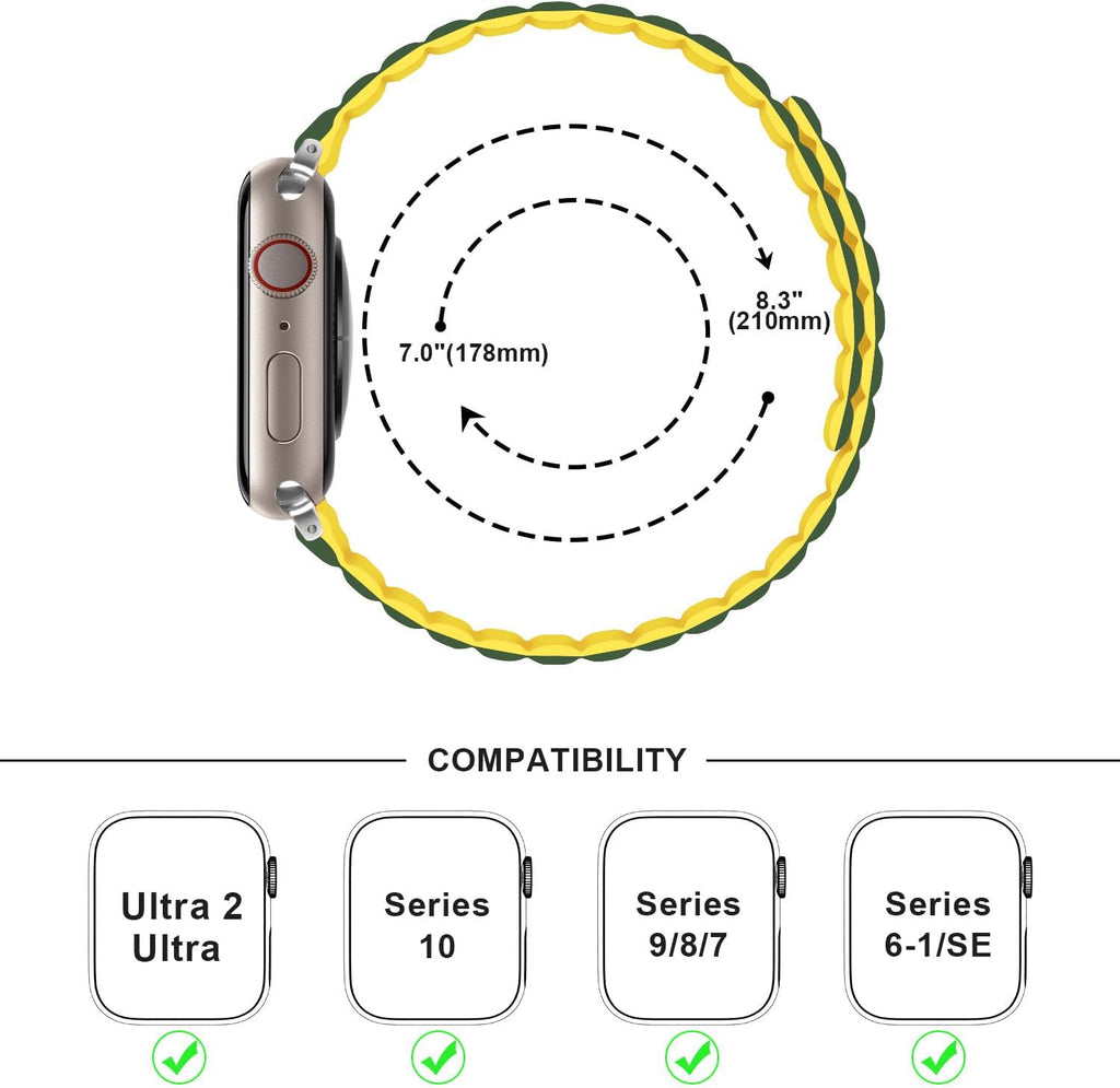 Asli Global Magnetic Band Dual Color For Watch 42/44/45/49mm | Yellow Green