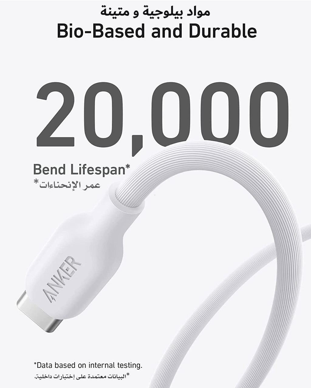 Anker Bio Based And Durable 544 USB-C to USB-C Cable 3ft | White