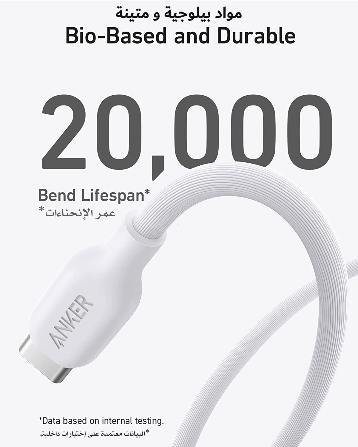 Anker Bio Based And Durable 544 USB-C to USB-C Cable 3ft | White