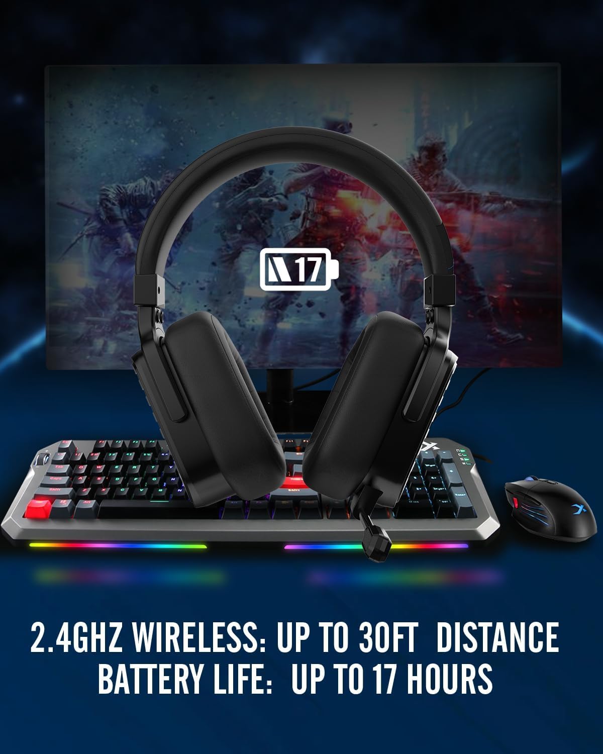XIBERIA Wireless Headphone Gaming Headset with Base Station