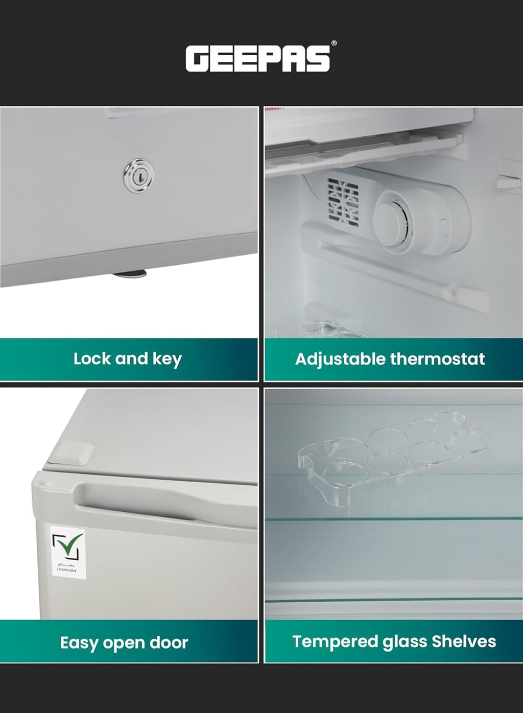 Geepas 110L Single Door Refrigerator - Free Standing Durable Double Door Refrigerator, Quick Cooling & Long-lasting Freshness, Low Noise, Defrost Refrigerator