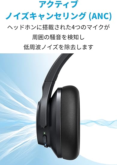 Anker Soundcore Life Q20+ Wireless Over-Ear Headphones Bluetooth 5.0 with Active Noise Cancellation, Transparency Mode, Hi-Res Audio (AUX), Custom App Support | Black