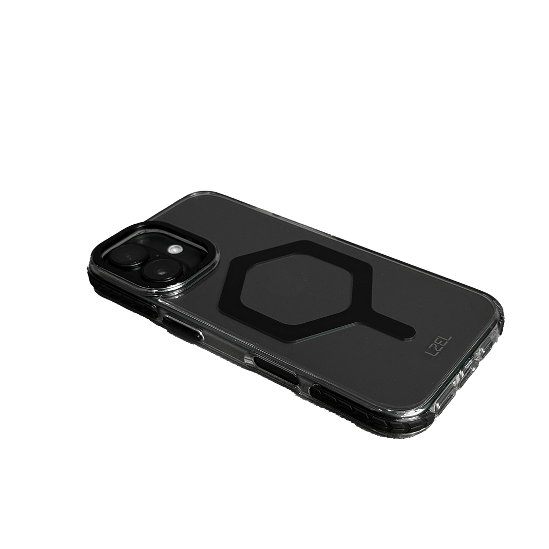 LZEL iPhone 16 Mag Hexa Defender Clear Square MagSafe Case | Black