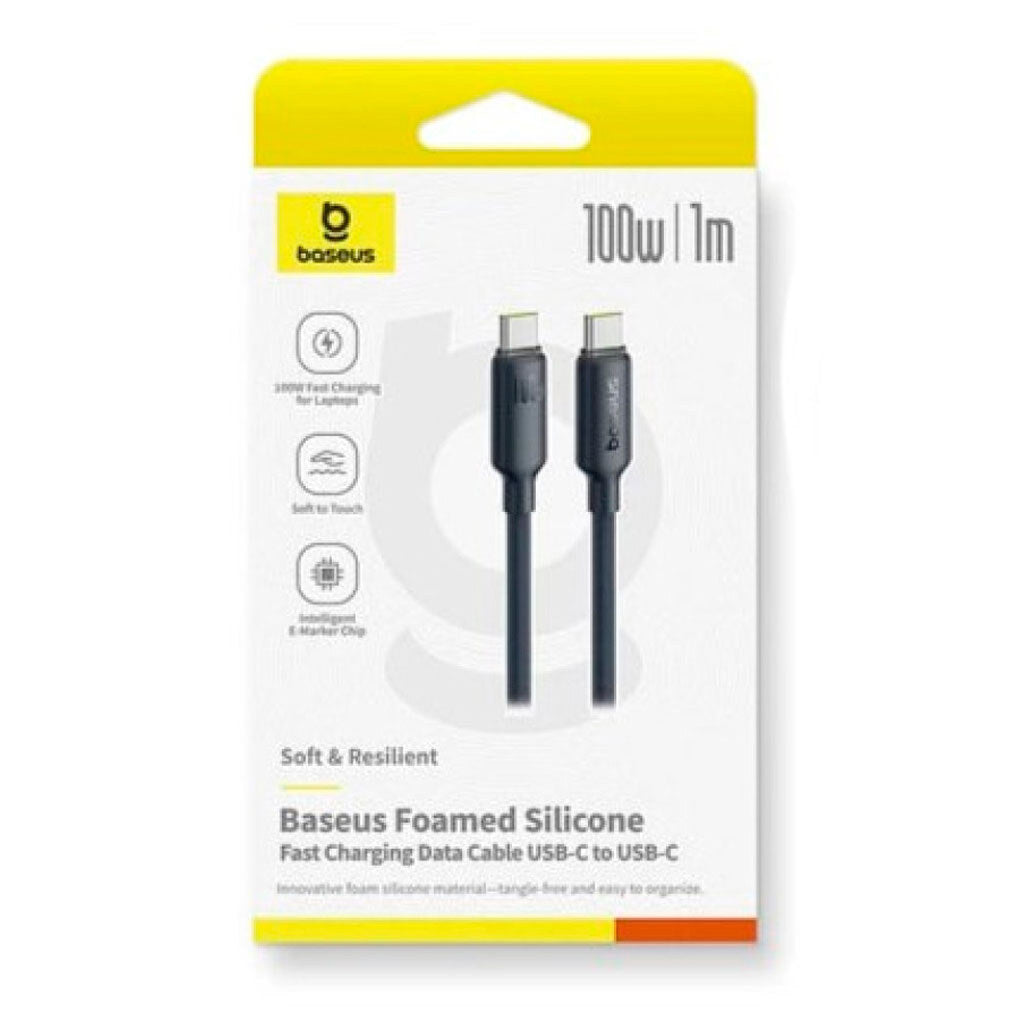 Baseus Foamed Silicone Fast Charging Data Cable USB-C to USB-C 100W 1m | Comic Black