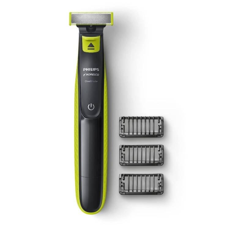 Philips OneBlade Hybrid Styler for Trim, Shave, Edge 3-Comb | Lime Green/Charcoal Grey