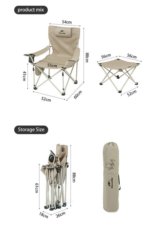 Naturehike Recliner Chair with Side Table | Khaki