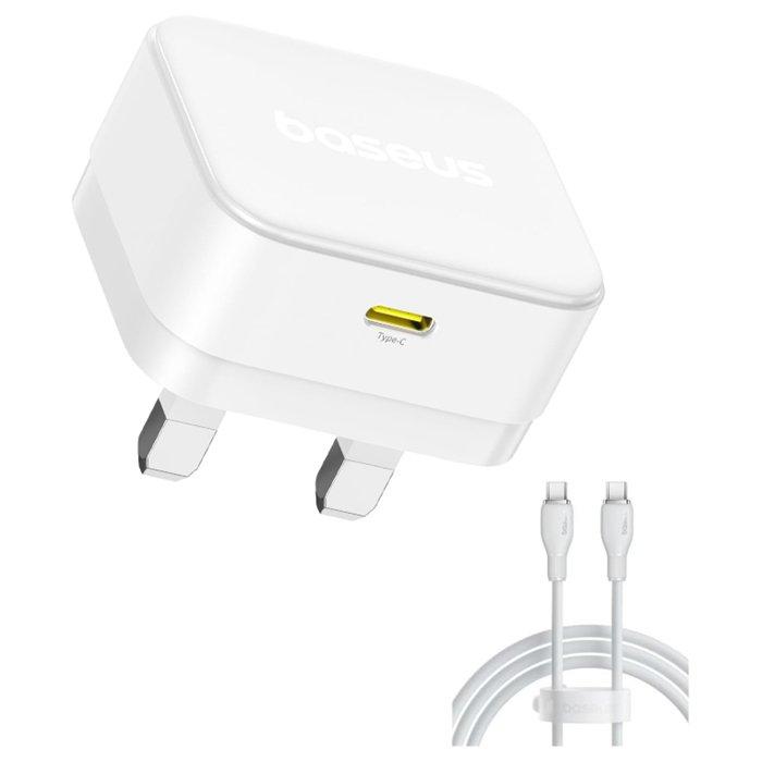 Baseus Palm Fast Charger 1C 30W (with Baseus Cable USB-C to USB-C 60W) | Moon White