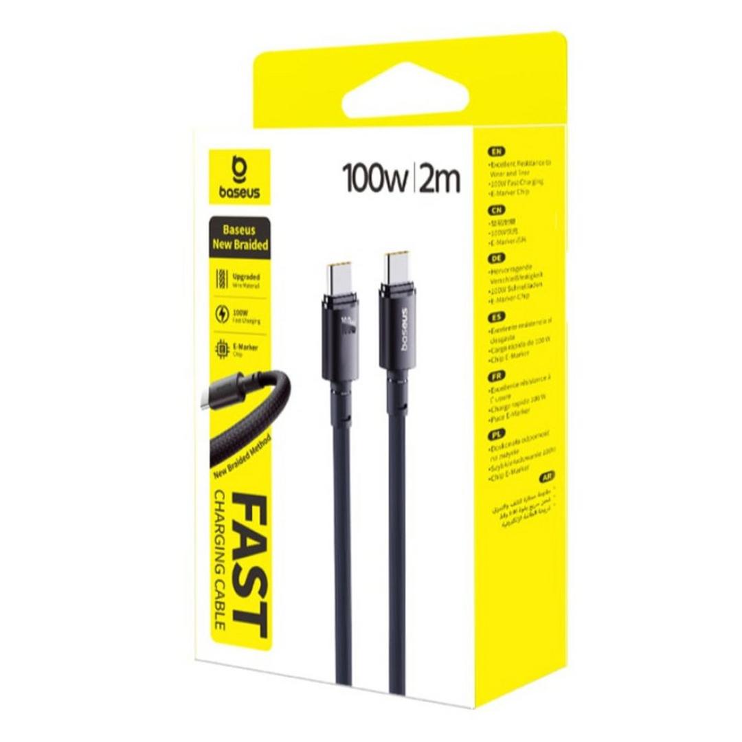 Baseus New Braided Fast Charging Cable USB-C to USB-C 100W 2m | Black