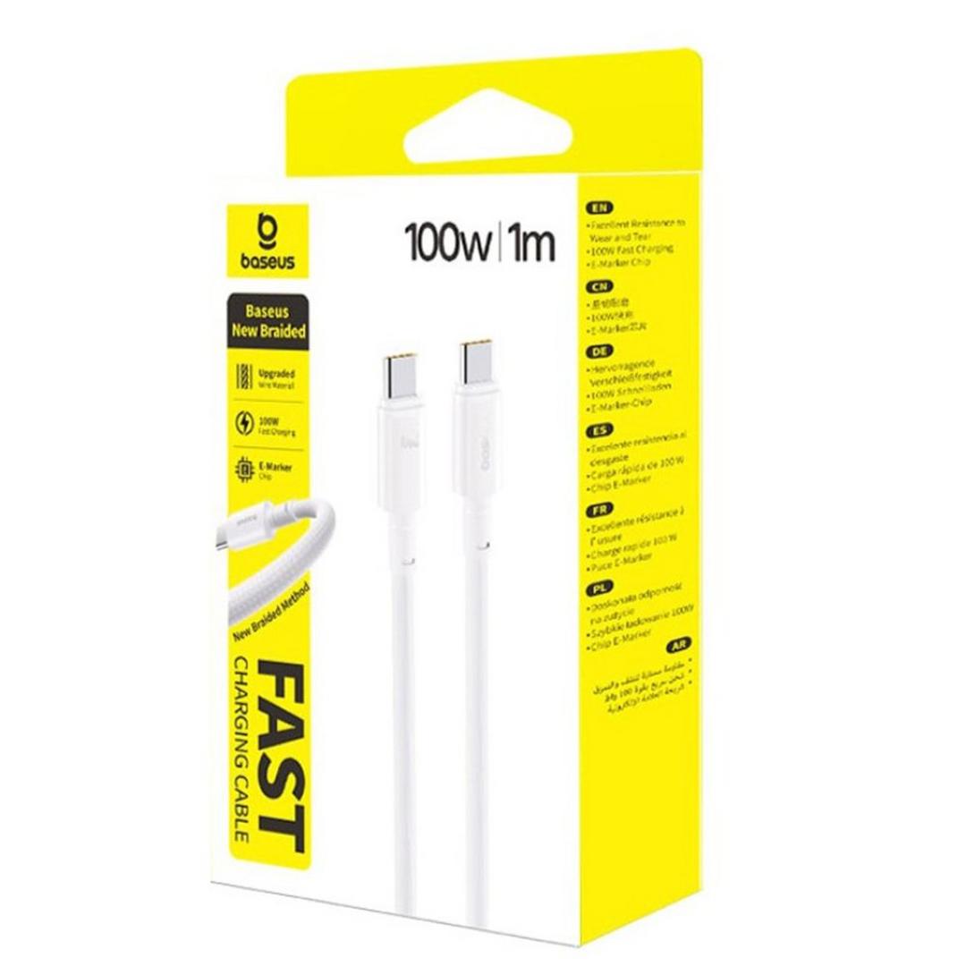 Baseus New Braided Fast Charging Cable USB-C to USB-C 100W 1m | White