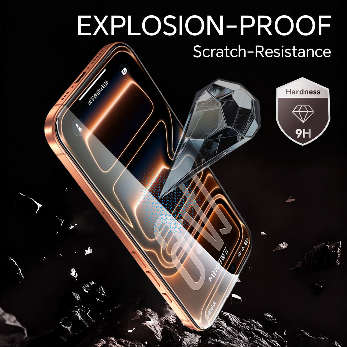 Asli Global E-Touch Shield Premium Glass With Applicator for iPhone 17 Pro | Clear