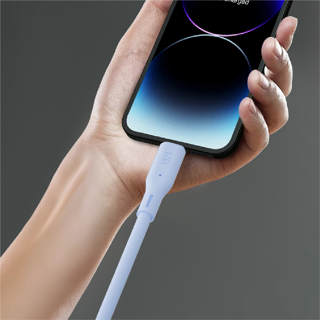 LZEL Celeris Silox CXL Soft Silicone USB-A to Lightning Cable, 480Mbps, 15W Max, 2m | Blue