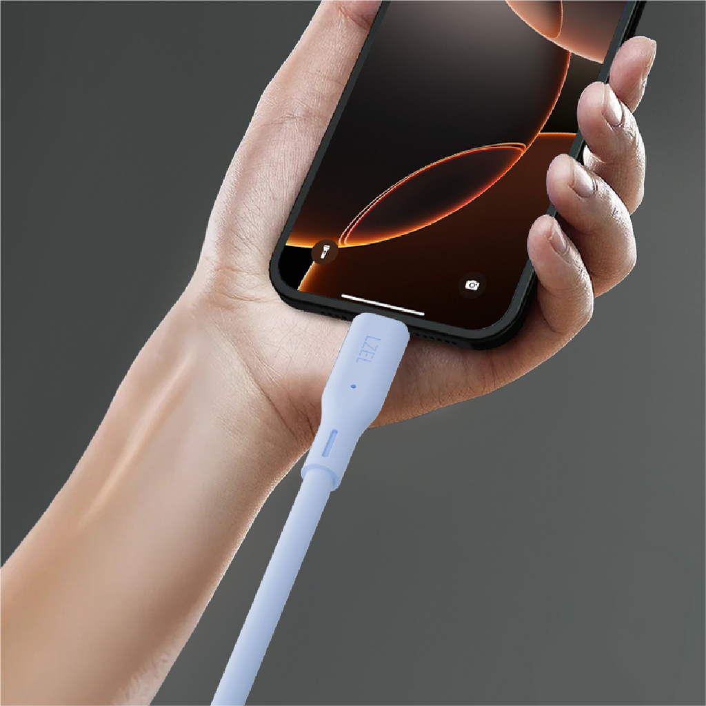 LZEL Celeris Silox CXL Soft Silicone USB-A to USB-C Cable, 480Mbps, 15W Max, 1m | Blue