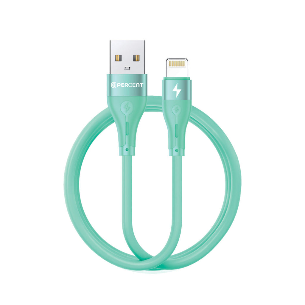 90 Percent Voltline 90 Series USB-A to Lightning Silicone Cable 1M | Light Green