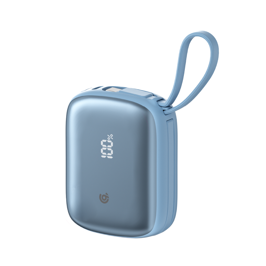 90 Percent Primflux Mini 22.5W Dual Built-In Cables Power Bank Powerdelivery Qc 3.0 | Usb-C & Lightning | Blue