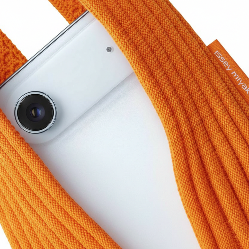 Phone Pocket with Strap â€“ Stretch Knit Wearable iPhone Holder 80 cm | Mandarin