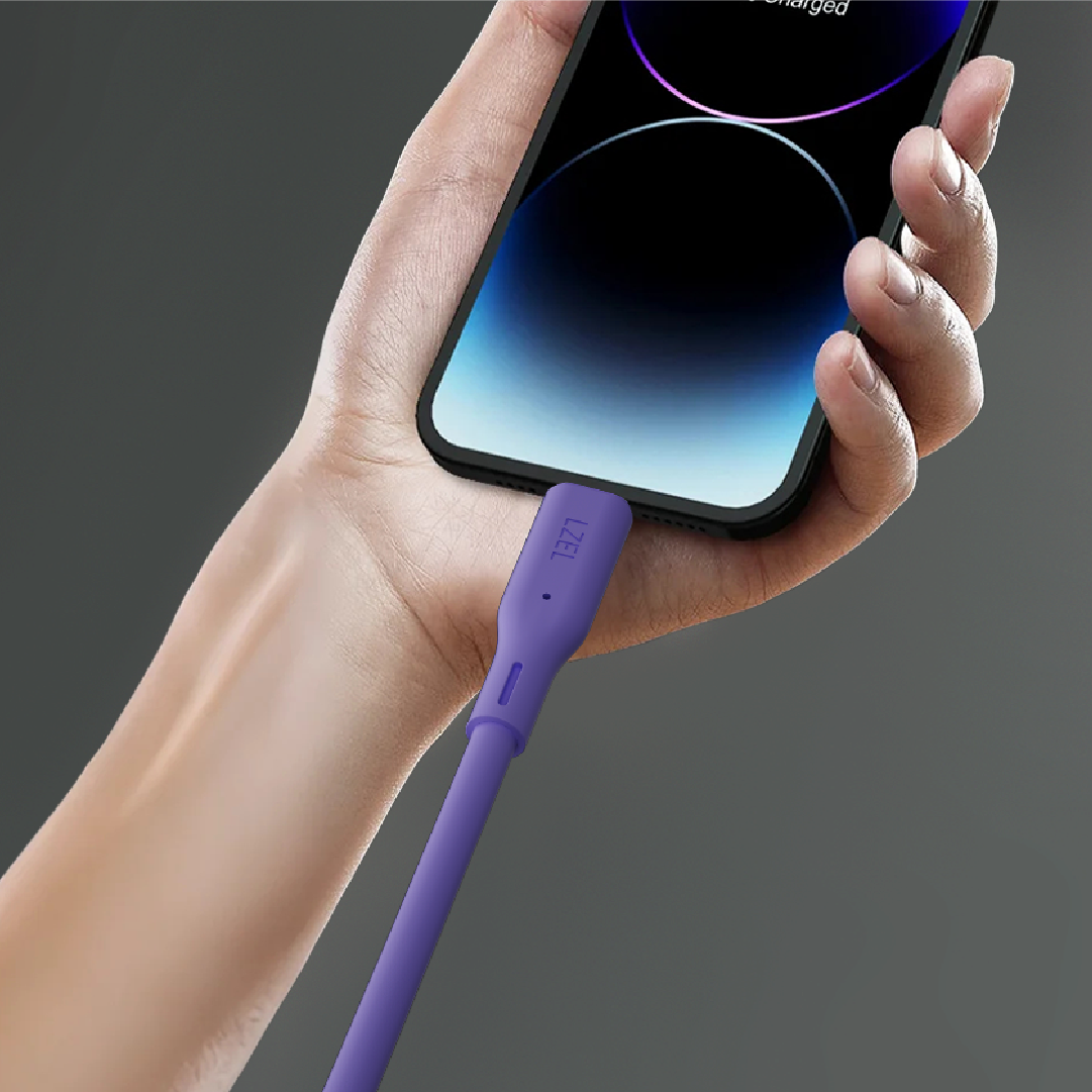 LZEL Celeris Silox CXL Soft Silicone USB-C to Lightning Cable, 480Mbps, 60W Max, 2m | Purple