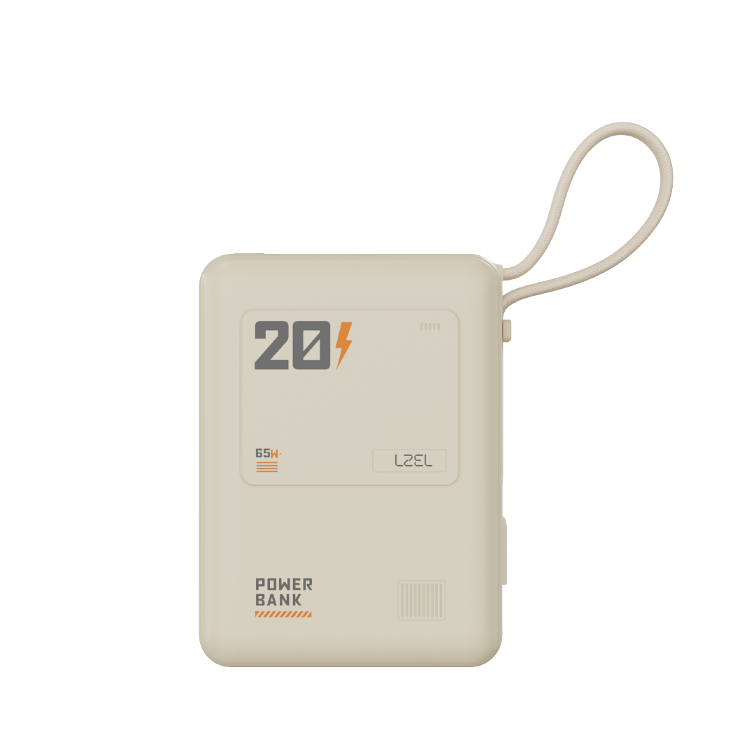 LZEL Zenoflex Surge20 Portable 20000Mah  65W Max Pd Power Bank Dual Usb-C | Cream