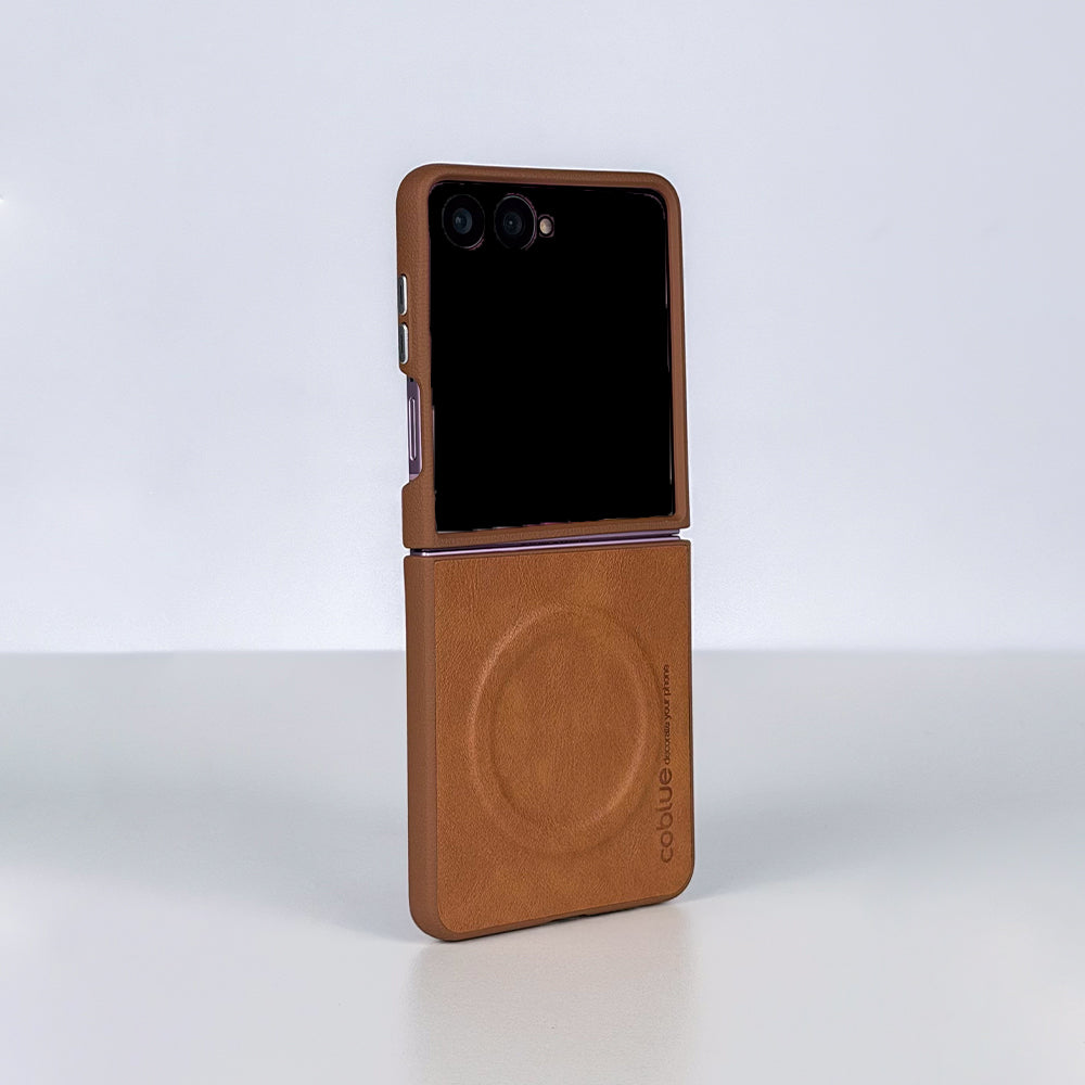 Coblue Premium Leather Magnetic Case â€“ Samsung Galaxy Z Flip 7 | Brown