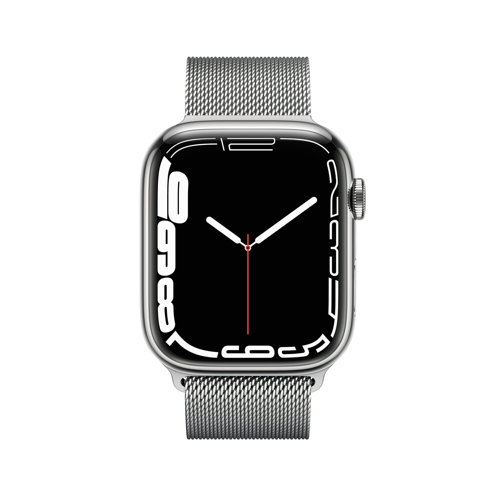 Apple Watch Series 7 GPS + Cellular, 45mm Silver Stainless Steel Case with Silver Milanese Loop