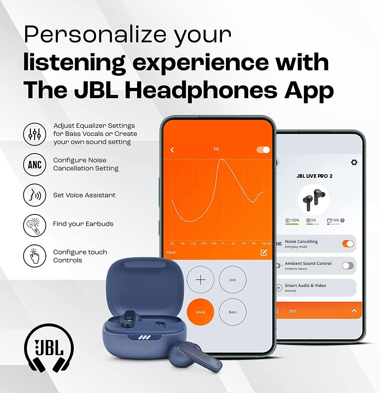 JBL Live Pro 2 True Wireless Noise Cancelling Earbuds | Blue