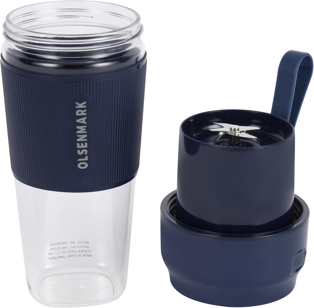 Olsenmark  Rechargeable Portable Blender, 300ML | 60W Powerful Motor | USB Rechargeable Mini Juicer | Safety Lock | BPA-Free