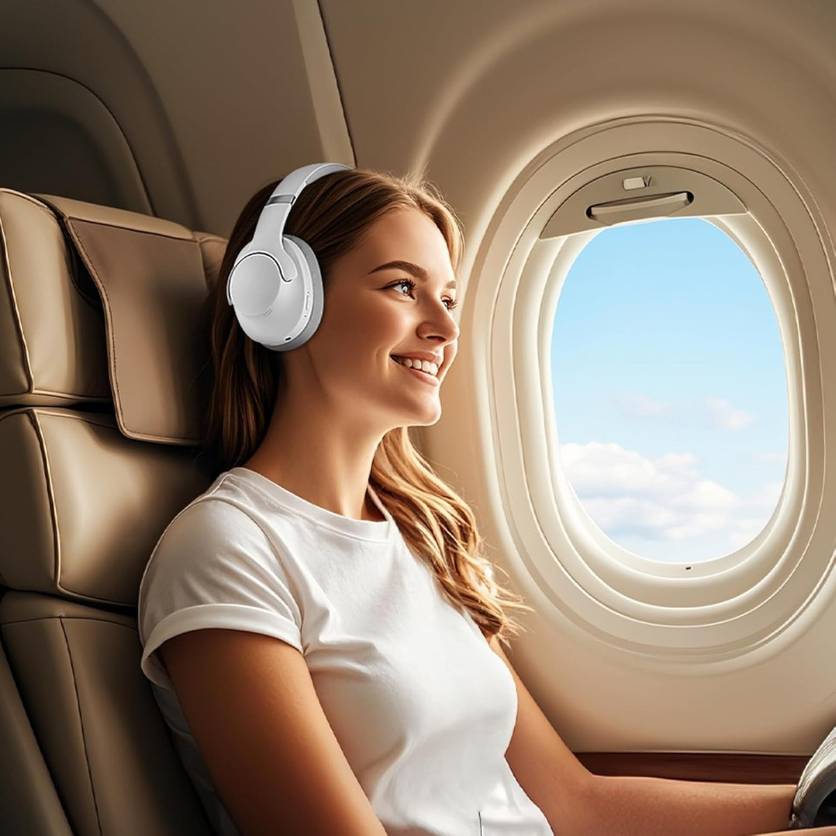 Xmenha Wireless Active Noise Cancelling HeadPhones | White