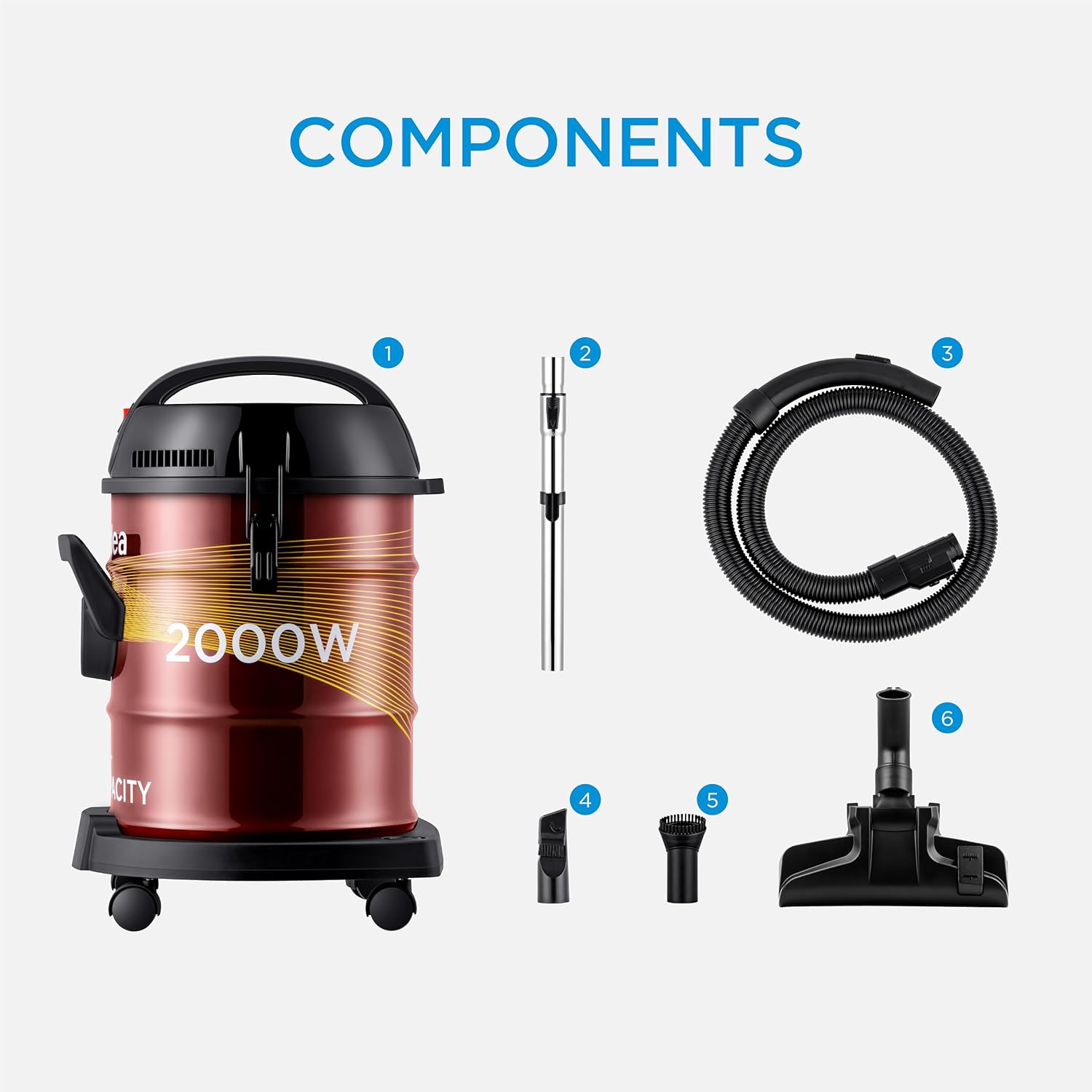 Midea Drum Vacuum Cleaner 2000 Watts , 21 Liters