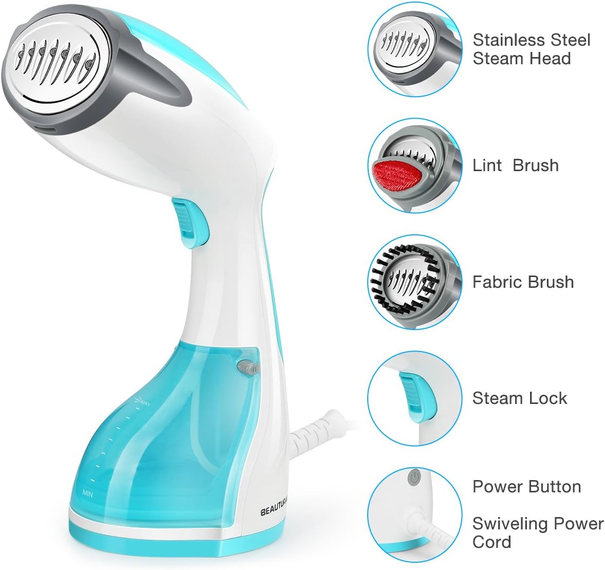 Black & Decker Handy Garment Steamer, 1200 Watt | White