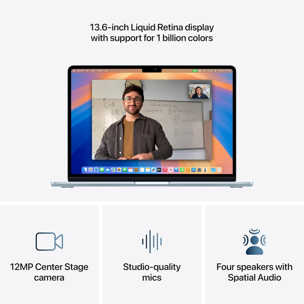 Apple 2025 MacBook Air 13-inch Laptop M4 Chip, 13.6-inch Liquid Retina Display, 16GB Unified Memory, 512GB SSD Storage | Sky Blue