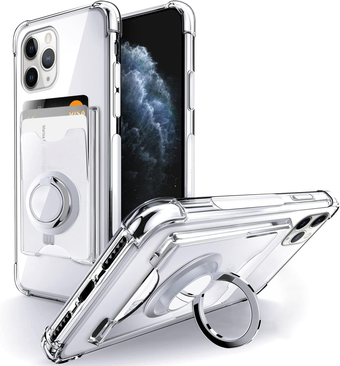 Slide Magnetic Card Pocket With 360 Ring Bracket