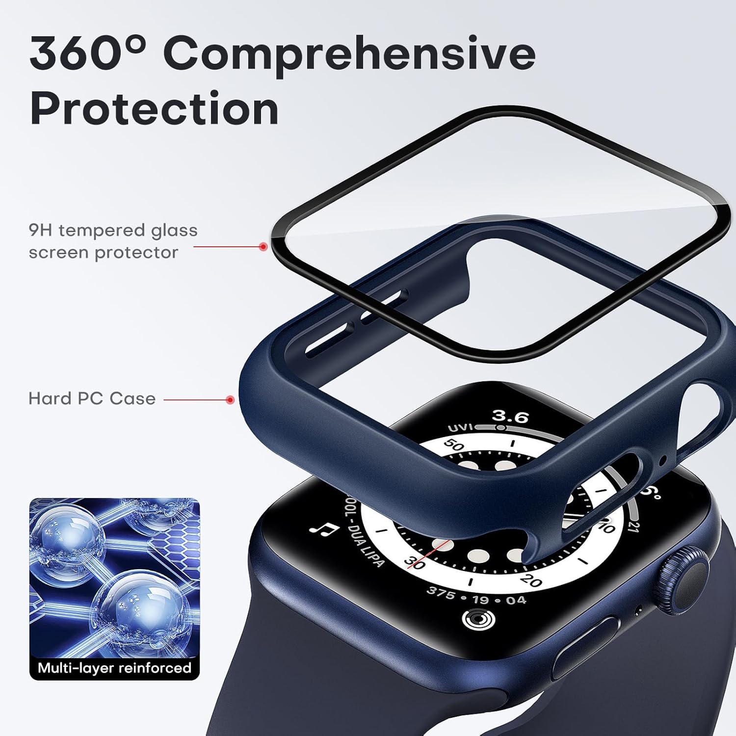 Anank Watch 45MM Glass with Case | Midnight Blue