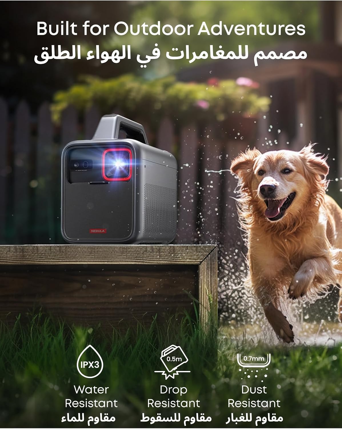 Nebula Mars 3 1000 ANSI Lumen Outdoor Projector, 1080p, Android TV 11, 40W Dolby Audio, 5H Battery | Black