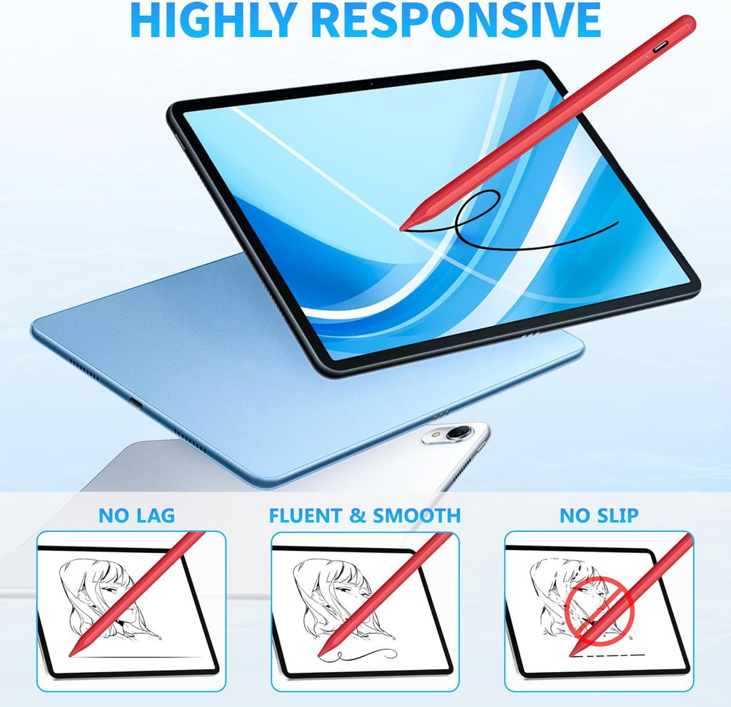 LZEL Pro-Touch Stylus iPad Pencil With Palm Rejection | Red