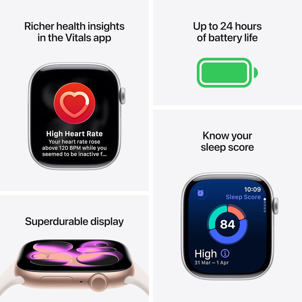 Apple Watch Series 11 GPS + Cellular 42mm, Rose Gold Aluminum Case with Light Blush Sport Band â€“ S/M