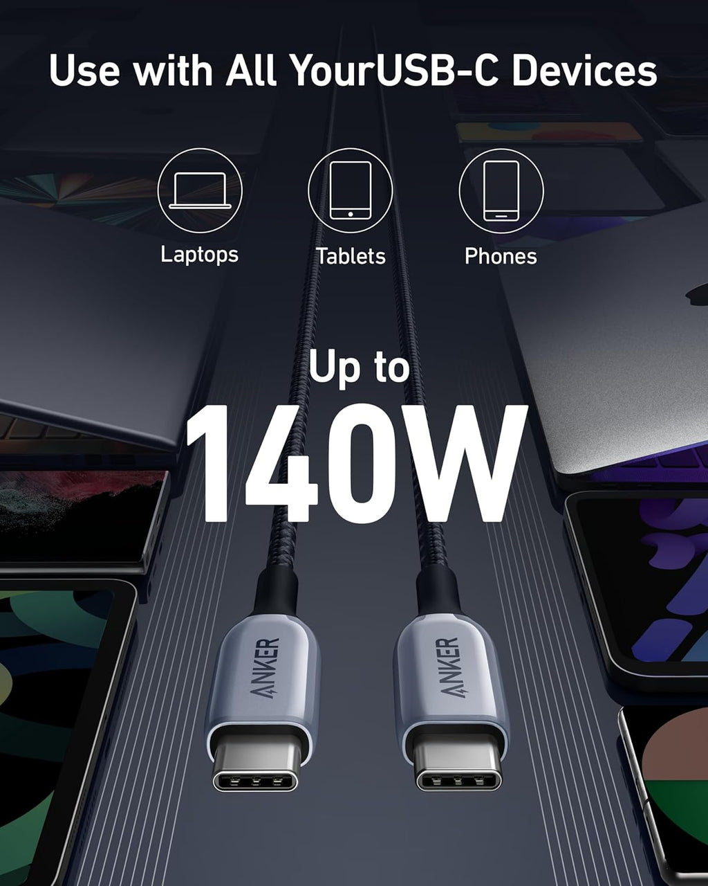 Anker 765 USB-C to USB-C Cable 140w 6ft 480 Mbps