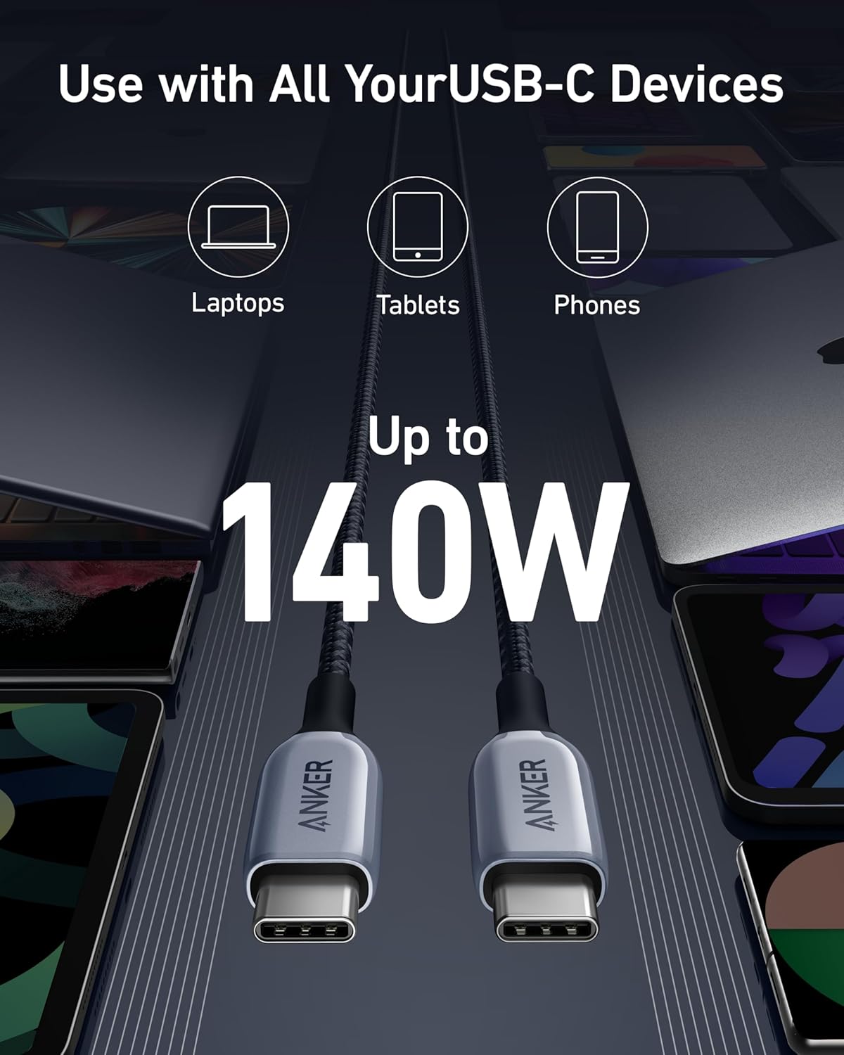 Anker 765 USB-C to USB-C Cable 140w 6ft 480 Mbps