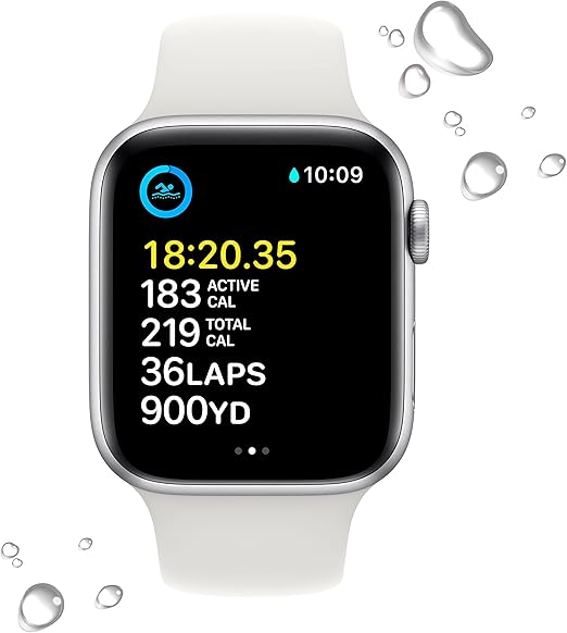 Apple Watch SE GPS + Cellular 44mm Silver Aluminium Case with White Sport Band - Regular
