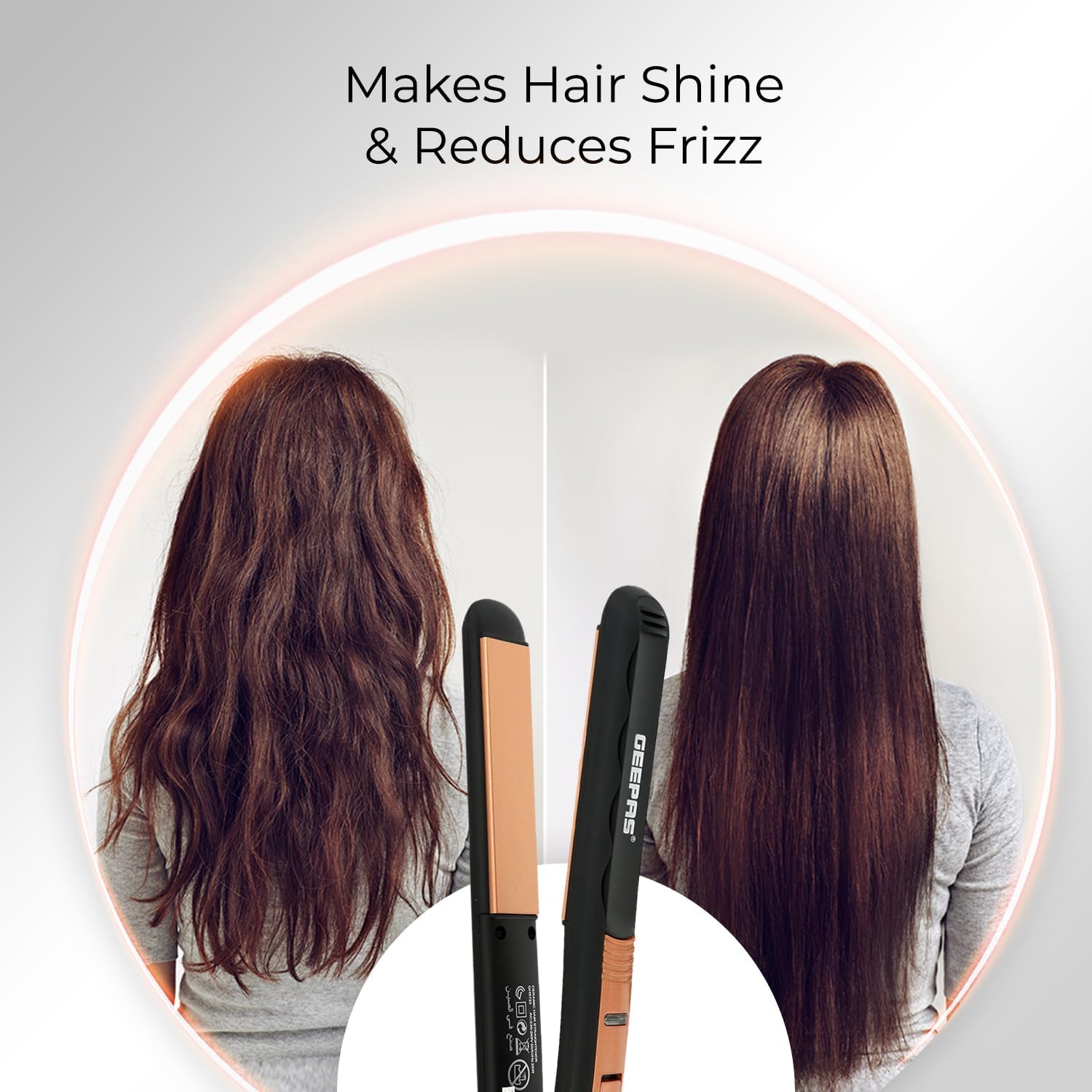 Geepas Ceramic Hair Straightener â€“ Rose Gold