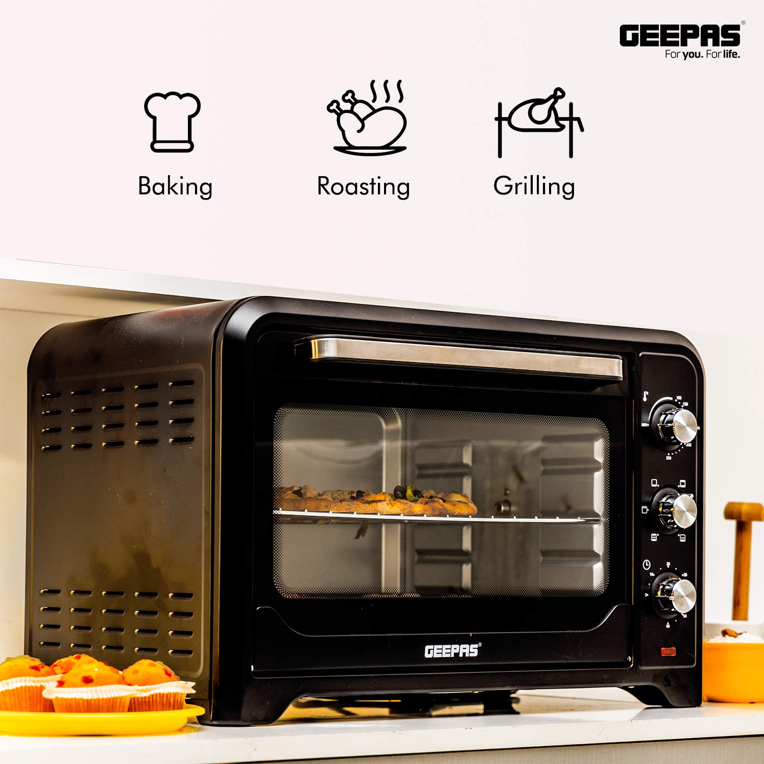 Geepas 42L Electric Oven with Convection & Rotisserie â?? 2000W Power