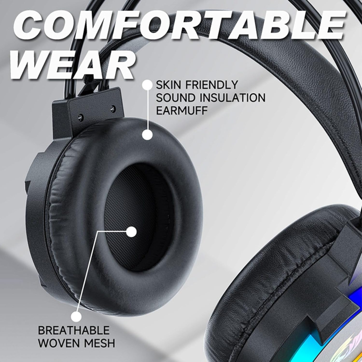Gaming Headphones With 3.5mm Jack With Rgb Light | Black