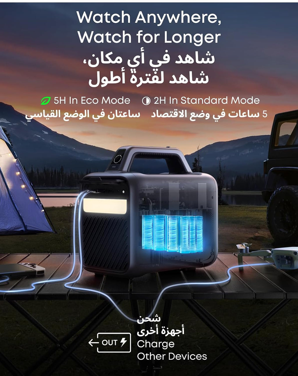 Nebula Mars 3 1000 ANSI Lumen Outdoor Projector, 1080p, Android TV 11, 40W Dolby Audio, 5H Battery | Black